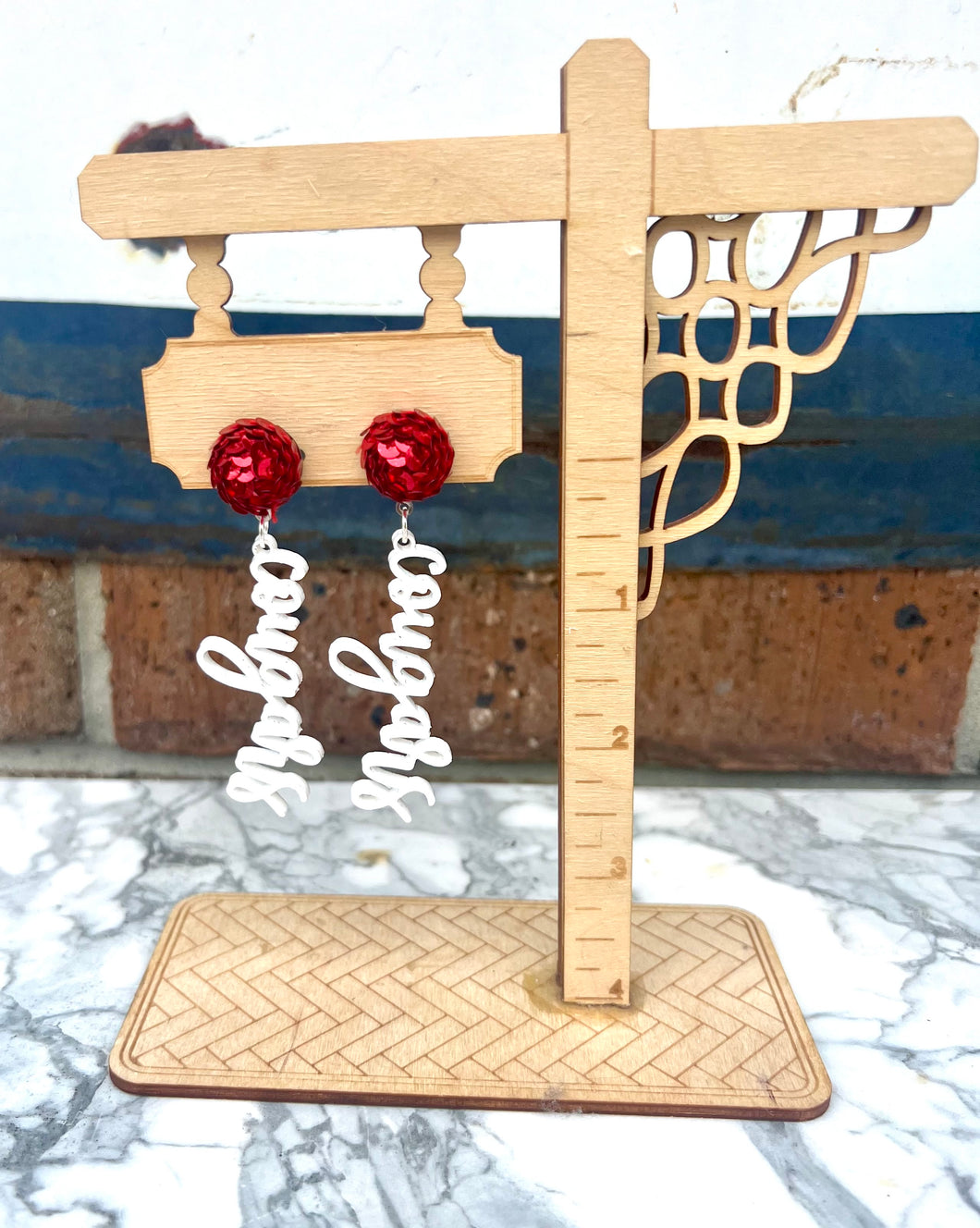 Sequins Top Cougar Spirit Earrings