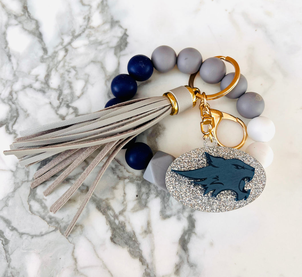 School Spirit Silicone Bead Keychain Bracelet