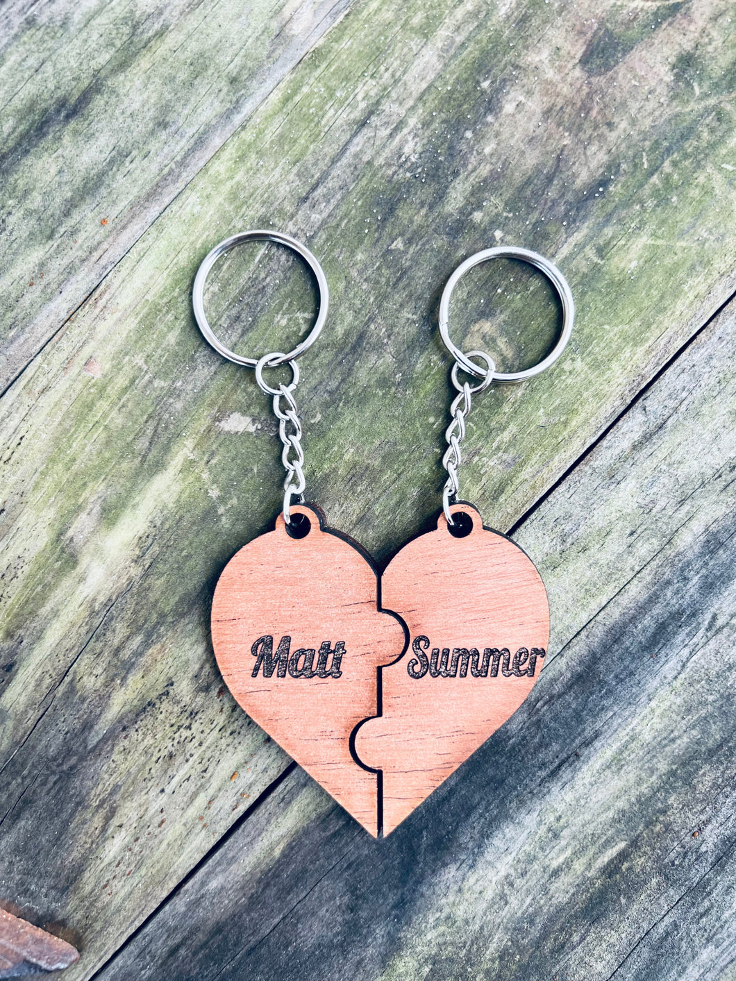 Red Oak Couples Heart Keychain